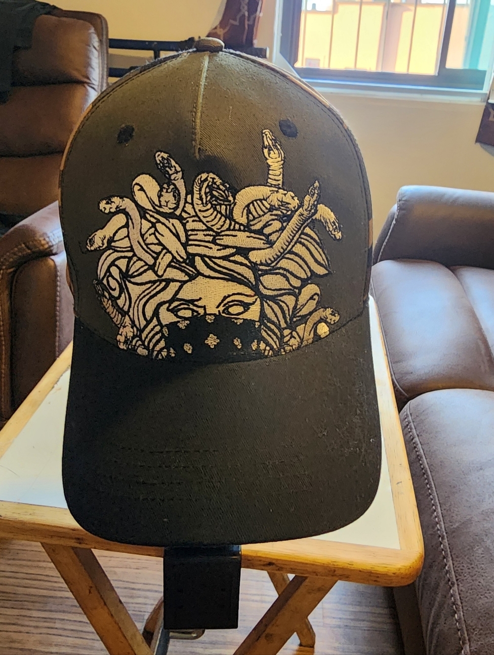 Crooks & Castles Black & Green Hat with Medusa Snake Embroidery
